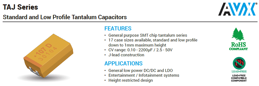 AVX-TPJ标准薄型钽贴片电容代码说明